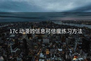 17c 动漫的信息可信度练习方法