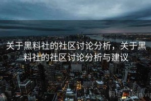 关于黑料社的社区讨论分析，关于黑料社的社区讨论分析与建议